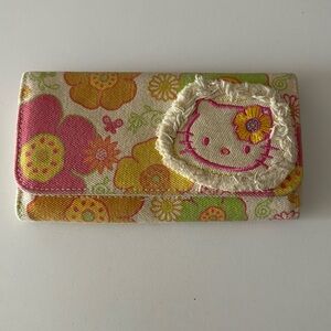 Hard to Find Hello Kitty Floral Canvas Trifold Wallet